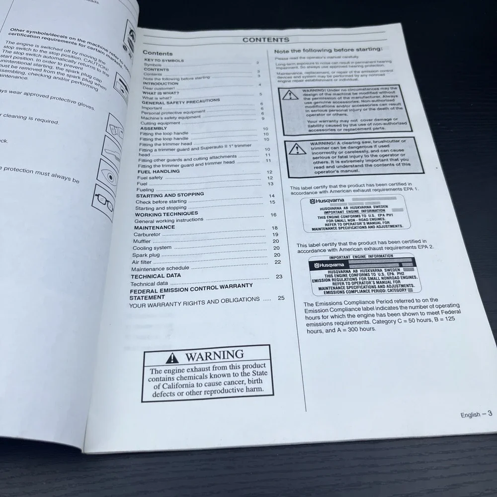 Husqvarna 323L & 325C Operator's Manual OEM Trimmer Owners Guide